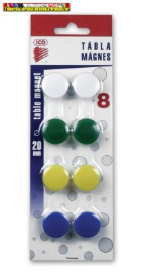 Táblamágnes Mágneskorong, 20 mm, 8 db, ICO JY-20, 4 szín