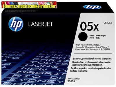 Eredeti Hp CE505X toner (Nagykapacitású fekete festékkazetta Laserjet P2055 sorozat nyomtatóihoz (6500 old.)(CE505X,CE505XC)