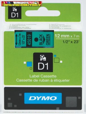 DYMO D1 (S0720590) 45019 12mmx7m FEKETE betű/zöld háttér