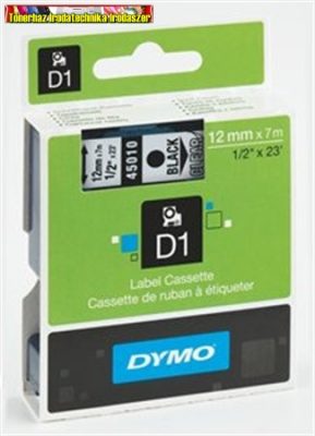 DYMO D1 (S0720500) 45010- 12mmx7m FEKETE betű/VÍZTISZTA háttér