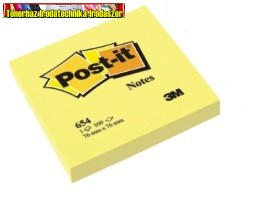 3M POST-IT 654 Öntapadó jegyzettömb, 76x76 mm, 100 lap, sárga