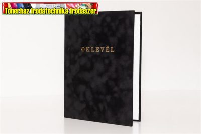 Oklevéltartó, A4, exkluzív, plüss, aranyozva, fekete