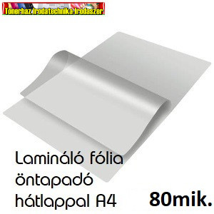 Lamináló fólia A/4 (216x303mm) 80mic öntapadós 100lap/dob