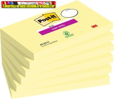 Öntapadó jegyzettömb, 76x127 mm, 90 lap, 3M POST-IT, sárga 655 DB-ár