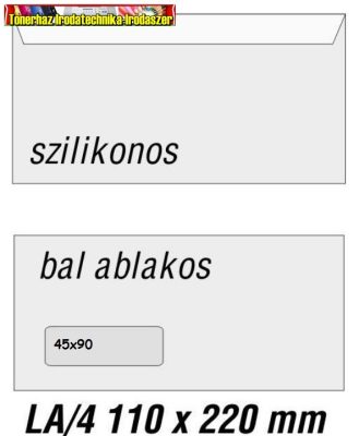 Boríték LA4 szilikon BAL ABLAK -00636- 45x90mm 110x220mm (LA/4)