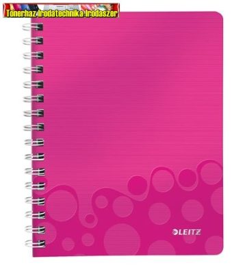 LEITZ Wow Spirálfüzet, A5, vonalas, 80 lap, rózsaszín