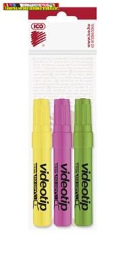 Szövegkiemelő készlet, 1-4 mm, ICO Videotip, 3 különböző szín