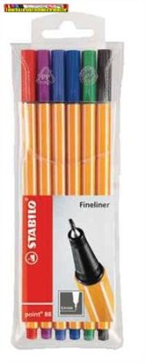 STABILO Point 88 Tűfilc készlet, 0,4 mm, 6 különböző szín