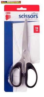 Olló, irodai, 19 cm, ICO, fekete