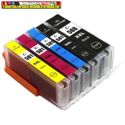 Canon PGI-580xxl,CLI-581xxl 5DB-OS MULTIPACK (BK,PBK,C,M,Y) UTÁNGYÁRTOTT (CLI581xxl,CLI 581,PGI580xxl) 