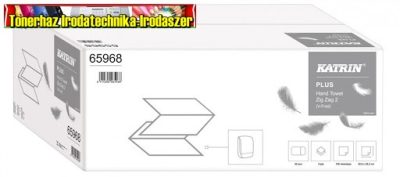  Hajtogatott kéztörlő V hajtott 2 rétegű hófehér,150lap/cs, lapméret: 23x23,2 cm Katrin Plus Zig Zag 2 20csomag/karton 65968