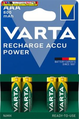 VARTA Power Tölthető elem, AAA mikro, 4x800 mAh, előtöltött, 