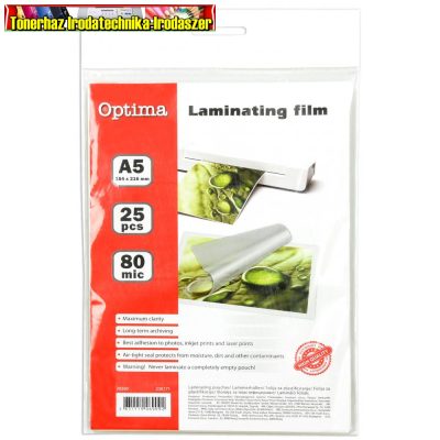 Lamináló fólia A/5 25lap/cs 2x80 mic (A5) Optima