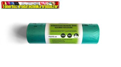 Szemeteszsák, öko, 73x115x1,15 cm, 120 l, 10 db, zöld