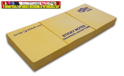 Point öntapadós jegyzettömb 50x40mm 100 lap sárga (51x38;40X50)