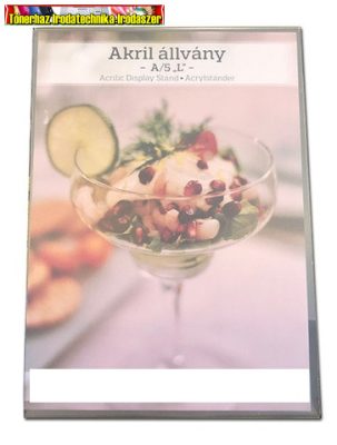 Étlaptartó akril A/5 L alakú (laptartó, posztertartó)