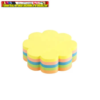 Bluering Jegyzettömb öntapadó, virág alakú, 250lap, 5 klf. neon szín