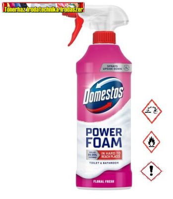DOMESTOS Power Foam WC- és fürdőszoba tisztító hab, 435 ml, Floral Fresh