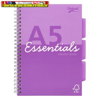 Spirálfüzet, A5, vonalas, 100 lap, PUKKA PAD Unipad Essentials Project Book, vegyes színben