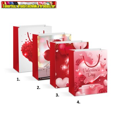 58323 - VALENTIN NAP- Ajándéktasak - 5 piros LED, papír - 178 x 102 x 228 mm 