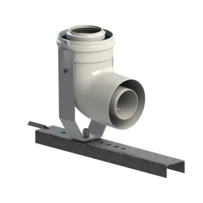 TRICOX PABK50 koncentrikus bekötő könyök 87° tartó sínnel PPs/alu 60/100 mm