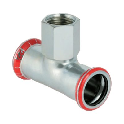 GEBERIT Mapress szénacél T-idom belső menetes ággal, 42 x 1/2"B x 42 mm