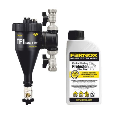FERNOX TF1 Total filter mágneses iszapleválasztó golyócsappal és Protector + Filter Fluid folyadékkal, 22 mm (62137)