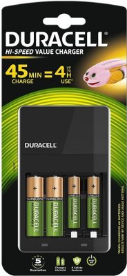 DURACELL CEF 14 NiMH töltő + 2 db AA 1300mAh + 2 db AAA 750mAh (6/karton)