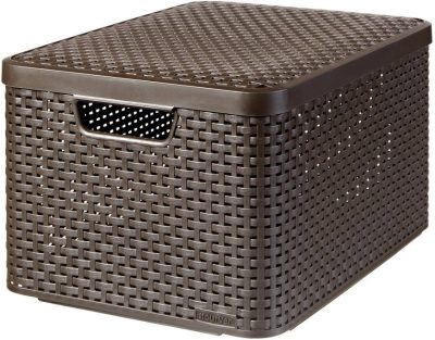 Curver rattan tároló tetővel 30l sötét barna "My Style" (3/karton)