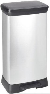 Curver Pedálos szögletes Fémhatású Szemetes 50 L Fekete/Ezüst (1/karton)