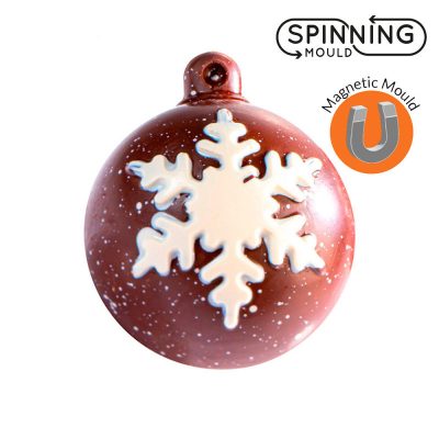 Karácsonyfadísz, gömb, 3D csokoládé öntőforma (20SR104A), 275x175 mm, polikarbonát, Spinning Mould