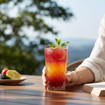 Tequila Sunrise Timeless Longdrink Pohárban, 6 db-os csomagban – 470 ml, Metszett Üveg