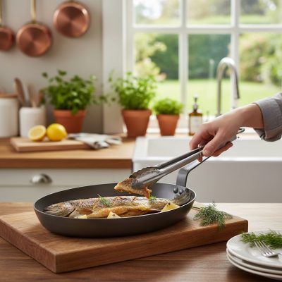 Carbone Plus ovális halsütő Vasserpenyő, 40x28 cm, de Buyer - PFAS-mentes