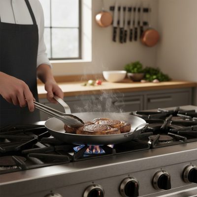 Carbone Plus Vasserpenyő 40 cm-es, füllel a de Buyer-től