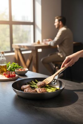 Prémium Mineral B Vasserpenyő Grillezéshez 32 cm-es, De Buyer – Tökéletes grillezéshez