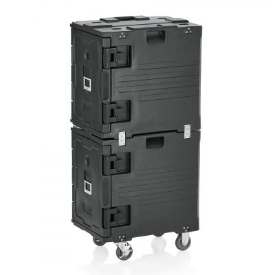 Dupla thermoláda nyitható ajtóval, kerekes, 10 sínes, 68x48x135 cm