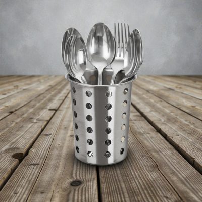 Evőeszköztartó tégely 11,5x12 cm, perforált, rozsdamentes - Német minőség