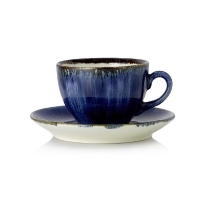 Vida Dark Ocean teáscsésze+alj, 220 ml, porcelán, 6 + 6 db-os csomag