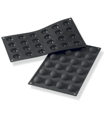 Szilikon sütőforma, Félgömb, 24 adag, 30 mm átm., 15 mm mély, fekete