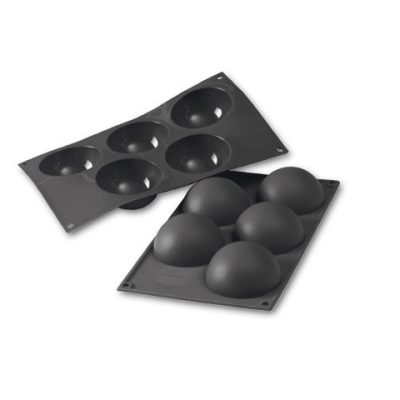 Szilikon sütőforma, Félgömb, 5 adag, külső mérete 297x176 mm, 80 mm átm., 40 mm mély