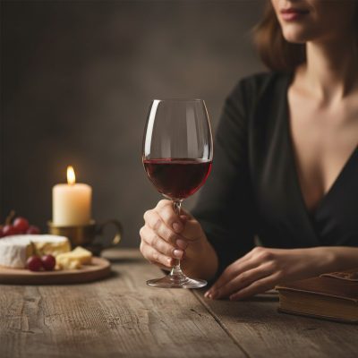 CHARLIE vörösboros kristály pohár 450 ml, 6 db-os csomag