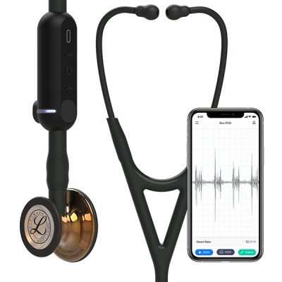 3M ™ Littmann® CORE digitális fonendoszkóp 8863 fekete színű, magasfényű réz hallgatófej 69cm