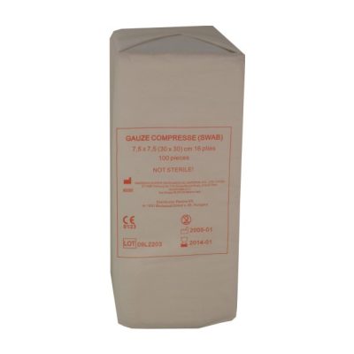 Mull lap nem steril hajtogatott 7,5x7,5 (30x30-ról) 16 réteg 100 db/lap