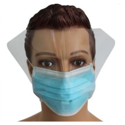 3 rétegű szájmaszk gumis plexi arcvédővel 25db