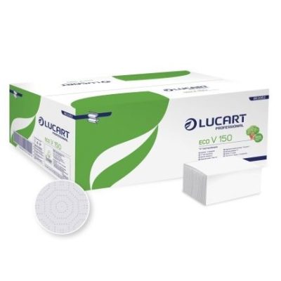 Papír kéztörlő lap Lucart Eco V 150, V hajtott kéztörlő. 2 rétegű, 3000 lapos
