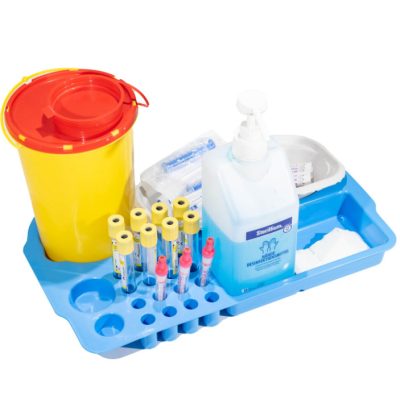 Vérvételi tálca üres kék