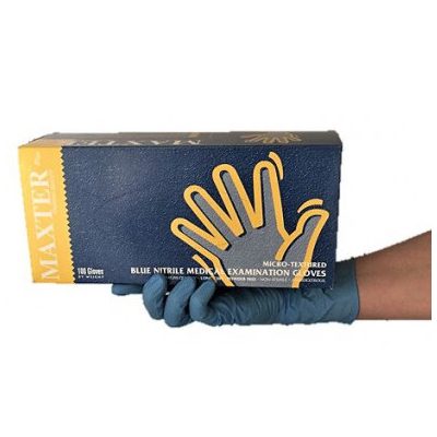 Maxter nitril kék, púdermentes 5.7gr vizsgálókesztyű, L