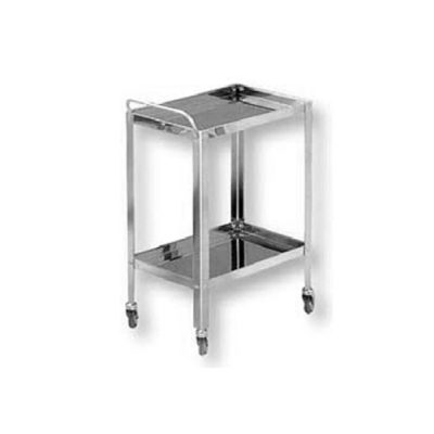 Rozsdamentes műszerasztal 2 polcos kerekes, 60x40x80