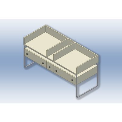Pólyázó asztal (fémvázas), 2 részes