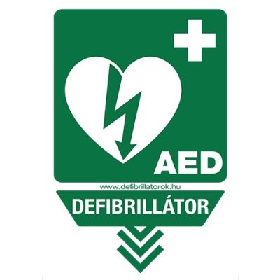 Defibrillátor jelző műanyag tábla Defibrillátor felirattal